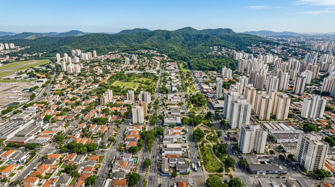 Vista aerea de Curitiba, regiao do Hauer